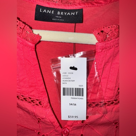 NWT Lane Bryant Eyelet & Knit Notch-Neck Top Size 14/16 Plus - Picture 6 of 6